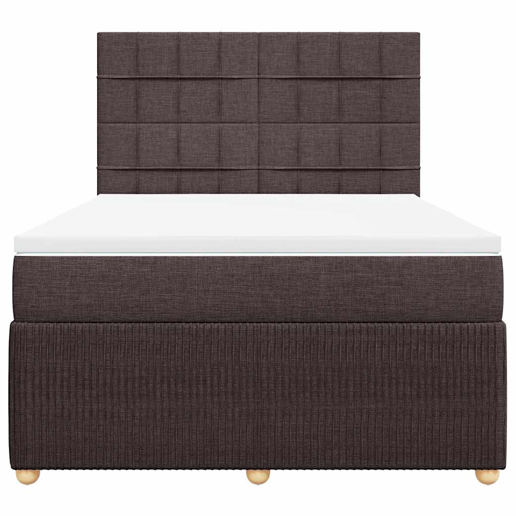 Κρεβάτι Boxspring με Στρώμα Σκούρο Καφέ 140x200 εκ Υφασμάτινο - Pakobazaar