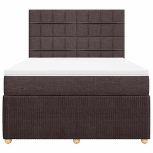 Κρεβάτι Boxspring με Στρώμα Σκούρο Καφέ 140x200 εκ Υφασμάτινο - Pakobazaar