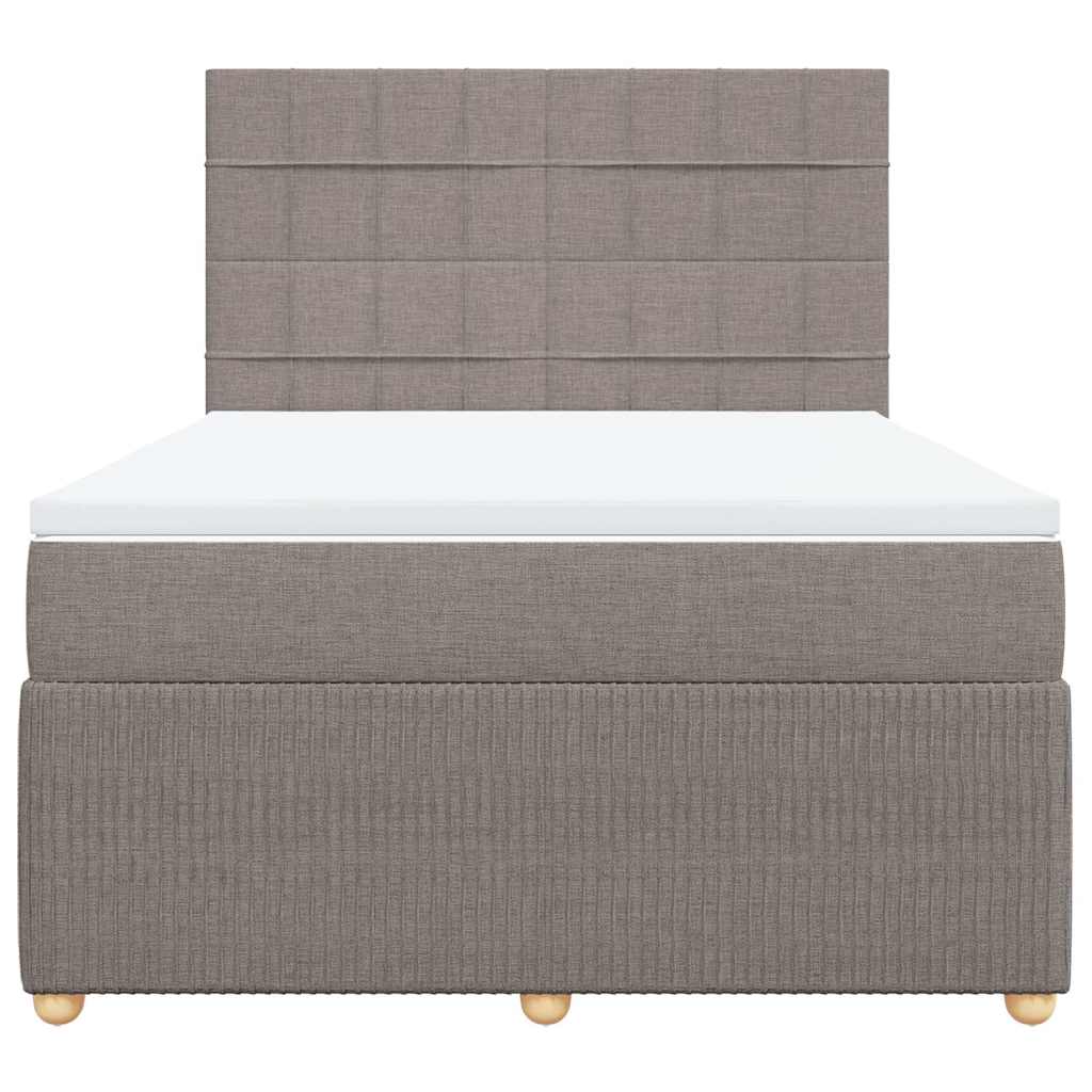 Κρεβάτι Boxspring με Στρώμα Taupe 140x200 εκ. Υφασμάτινο - Pakobazaar