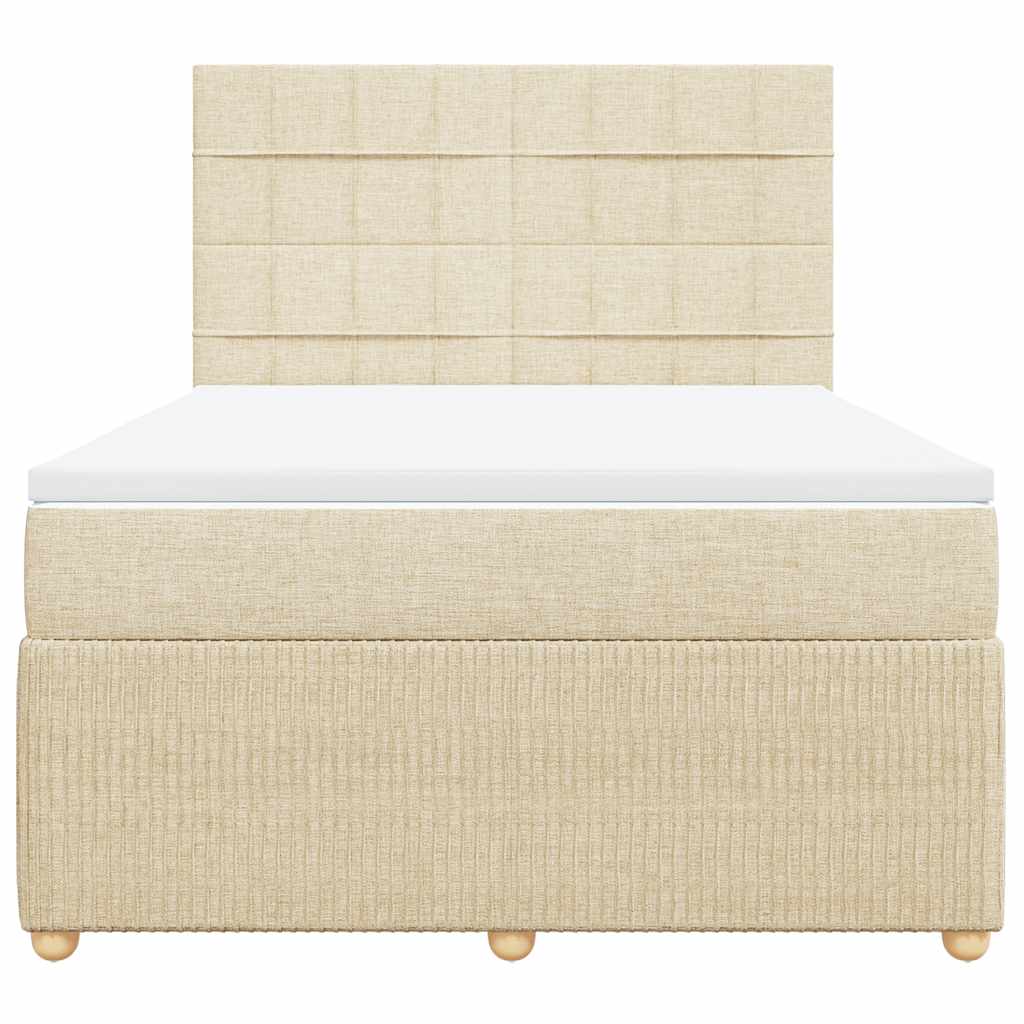 Κρεβάτι Boxspring με Στρώμα Κρεμ 140x200 εκ. Υφασμάτινο - Pakobazaar