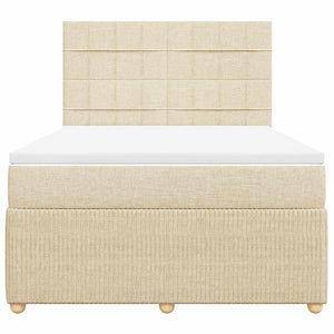 Κρεβάτι Boxspring με Στρώμα Κρεμ 140x200 εκ. Υφασμάτινο - Pakobazaar