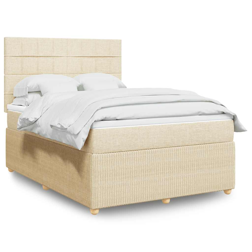Κρεβάτι Boxspring με Στρώμα Κρεμ 140x200 εκ. Υφασμάτινο - Pakobazaar