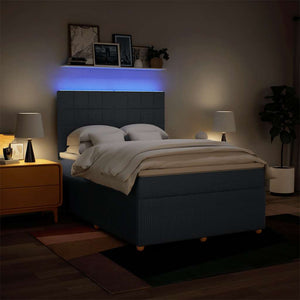Κρεβάτι Boxspring με Στρώμα Μπλε 140x200 εκ. Υφασμάτινο - Pakobazaar
