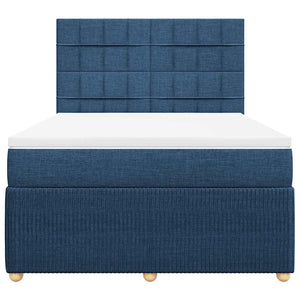 Κρεβάτι Boxspring με Στρώμα Μπλε 140x200 εκ. Υφασμάτινο - Pakobazaar