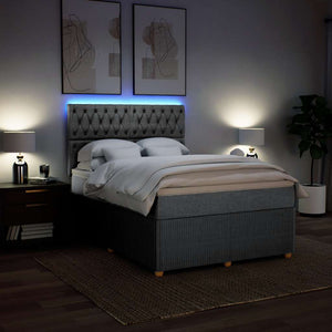 Κρεβάτι Boxspring με Στρώμα Ανοιχτό Γκρι 140x200 εκ. Υφασμάτινο - Pakobazaar