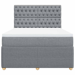 Κρεβάτι Boxspring με Στρώμα Ανοιχτό Γκρι 140x200 εκ. Υφασμάτινο - Pakobazaar