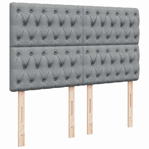 Κρεβάτι Boxspring με Στρώμα Ανοιχτό Γκρι 140x200 εκ. Υφασμάτινο - Pakobazaar