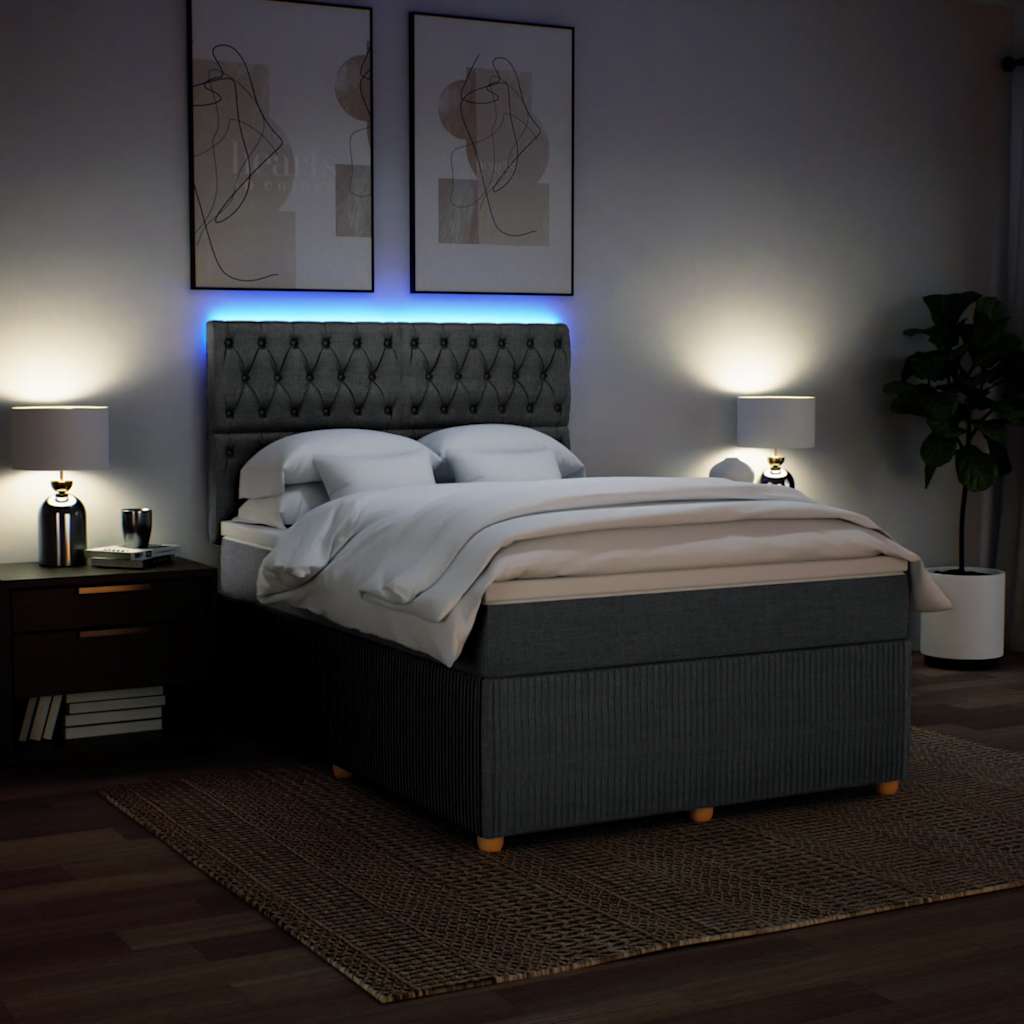 Κρεβάτι Boxspring με Στρώμα Σκούρο Γκρι 140x200 εκ Υφασμάτινο - Pakobazaar