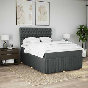 Κρεβάτι Boxspring με Στρώμα Σκούρο Γκρι 140x200 εκ Υφασμάτινο - Pakobazaar