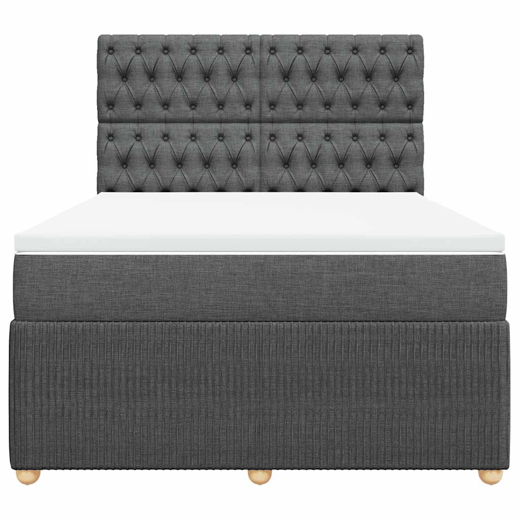 Κρεβάτι Boxspring με Στρώμα Σκούρο Γκρι 140x200 εκ Υφασμάτινο - Pakobazaar