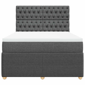 Κρεβάτι Boxspring με Στρώμα Σκούρο Γκρι 140x200 εκ Υφασμάτινο - Pakobazaar