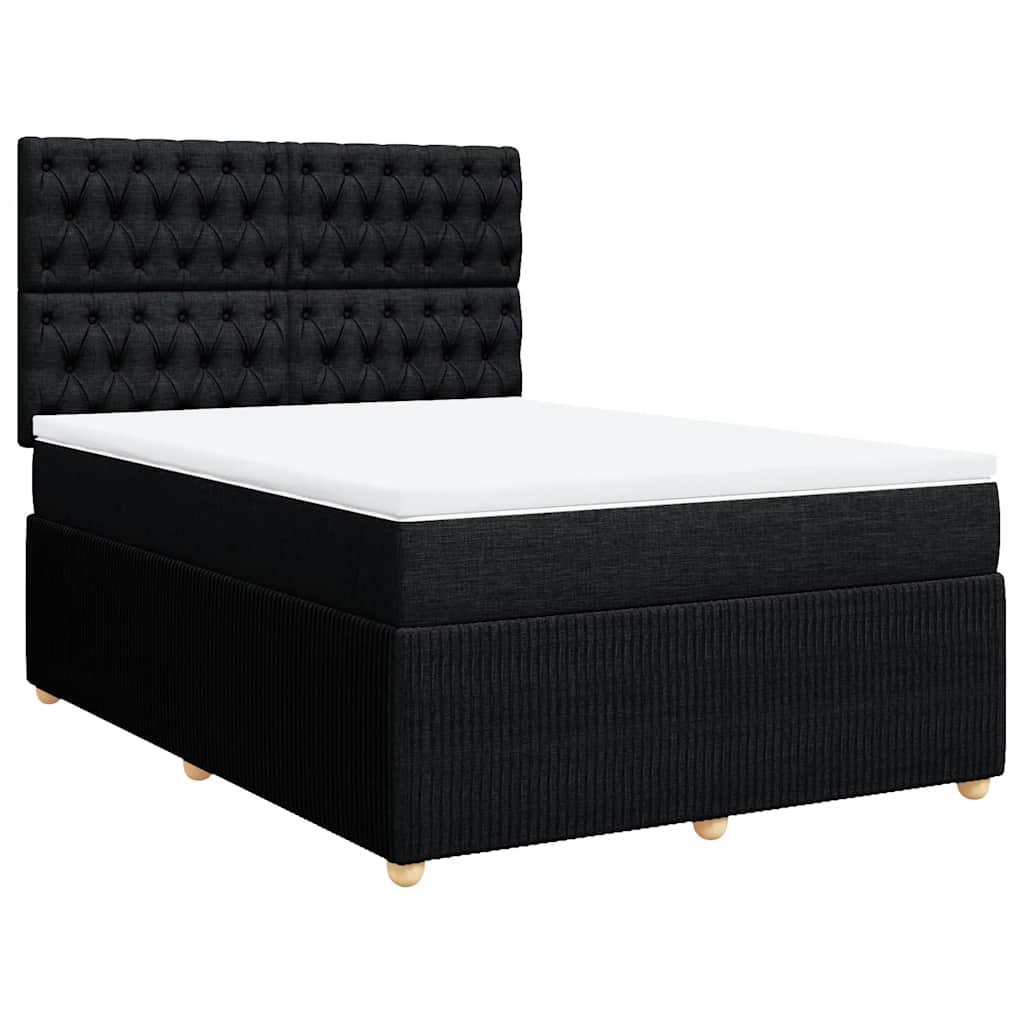 Κρεβάτι Boxspring με Στρώμα Μαύρο 140x200 εκ. Υφασμάτινο - Pakobazaar
