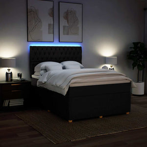 Κρεβάτι Boxspring με Στρώμα Μαύρο 140x200 εκ. Υφασμάτινο - Pakobazaar