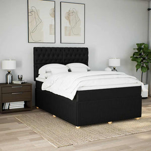 Κρεβάτι Boxspring με Στρώμα Μαύρο 140x200 εκ. Υφασμάτινο - Pakobazaar