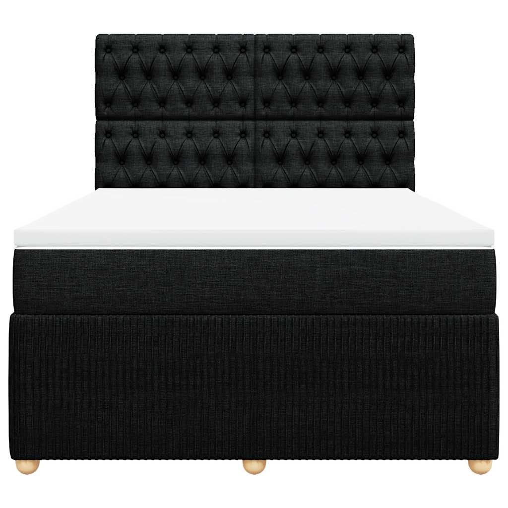 Κρεβάτι Boxspring με Στρώμα Μαύρο 140x200 εκ. Υφασμάτινο - Pakobazaar