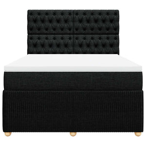 Κρεβάτι Boxspring με Στρώμα Μαύρο 140x200 εκ. Υφασμάτινο - Pakobazaar