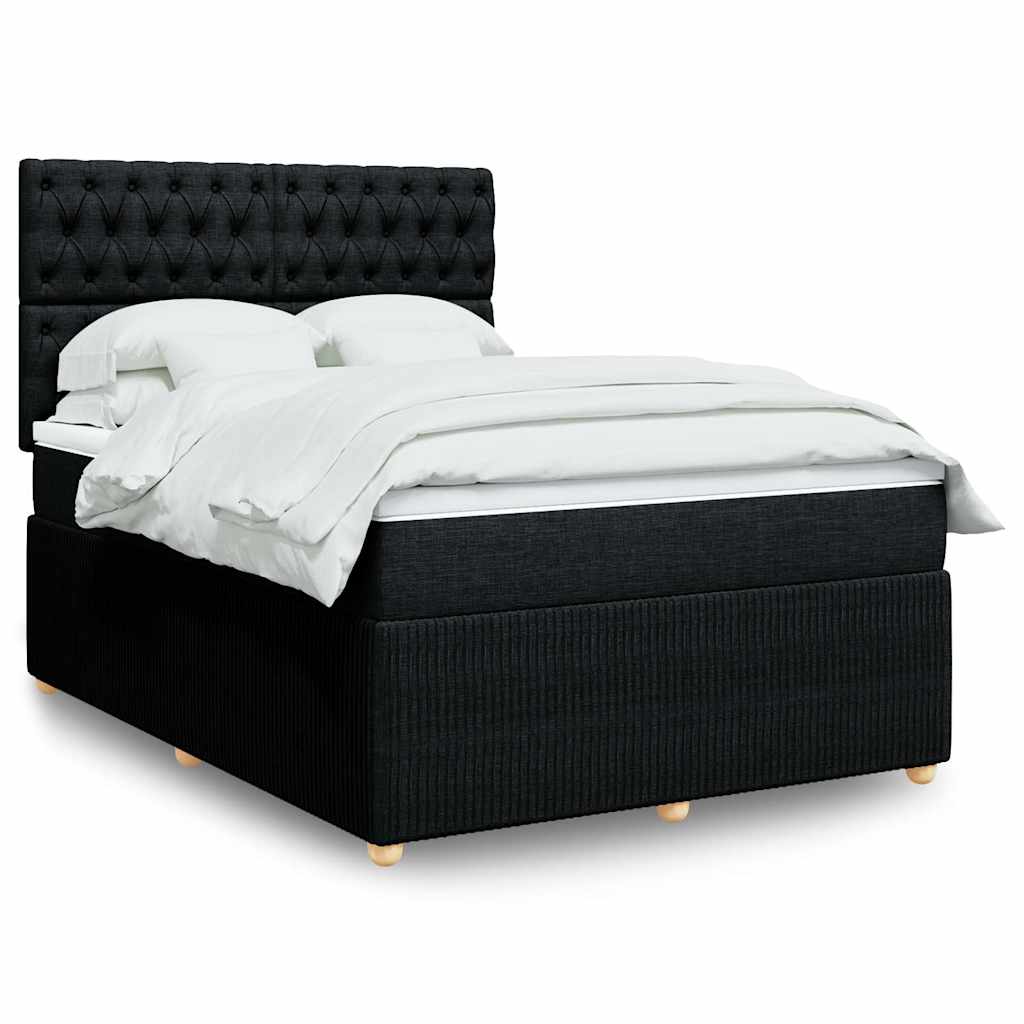 Κρεβάτι Boxspring με Στρώμα Μαύρο 140x200 εκ. Υφασμάτινο - Pakobazaar