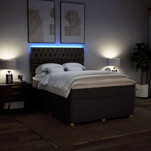 Κρεβάτι Boxspring με Στρώμα Σκούρο Καφέ 140x200 εκ Υφασμάτινο - Pakobazaar