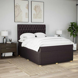 Κρεβάτι Boxspring με Στρώμα Σκούρο Καφέ 140x200 εκ Υφασμάτινο - Pakobazaar