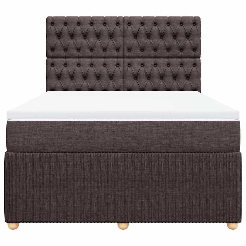 Κρεβάτι Boxspring με Στρώμα Σκούρο Καφέ 140x200 εκ Υφασμάτινο - Pakobazaar