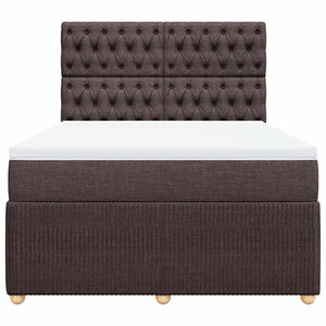 Κρεβάτι Boxspring με Στρώμα Σκούρο Καφέ 140x200 εκ Υφασμάτινο - Pakobazaar