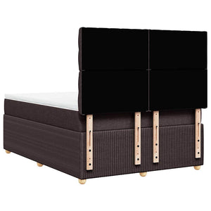 Κρεβάτι Boxspring με Στρώμα Σκούρο Καφέ 140x200 εκ Υφασμάτινο - Pakobazaar