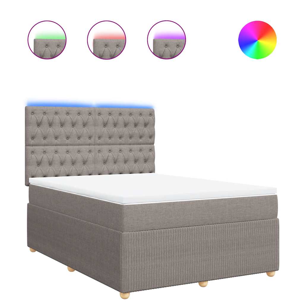 Κρεβάτι Boxspring με Στρώμα Taupe 140x200 εκ. Υφασμάτινο - Pakobazaar