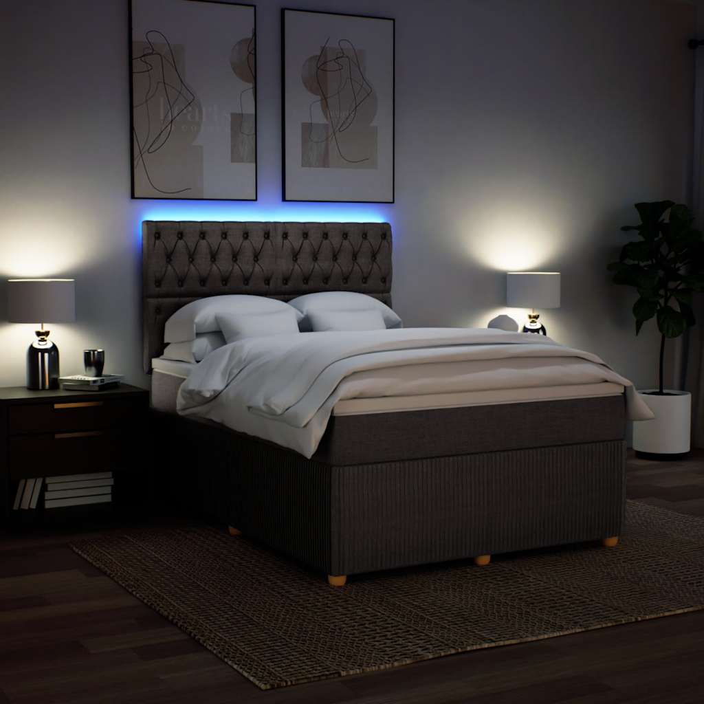 Κρεβάτι Boxspring με Στρώμα Taupe 140x200 εκ. Υφασμάτινο - Pakobazaar