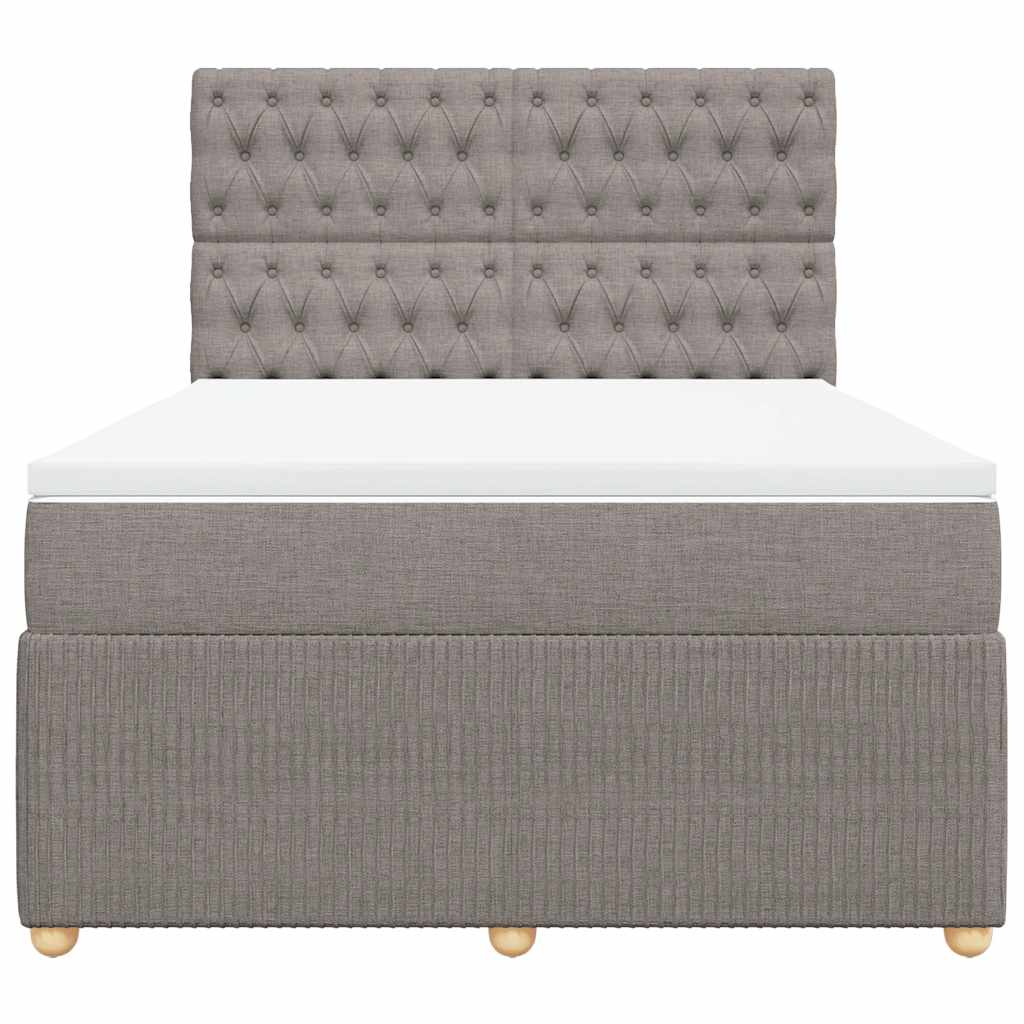 Κρεβάτι Boxspring με Στρώμα Taupe 140x200 εκ. Υφασμάτινο - Pakobazaar