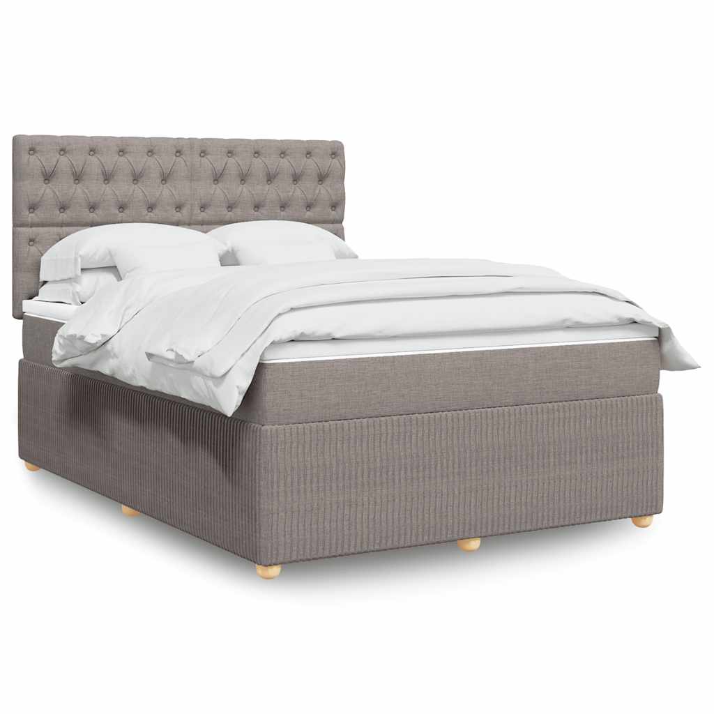 Κρεβάτι Boxspring με Στρώμα Taupe 140x200 εκ. Υφασμάτινο - Pakobazaar