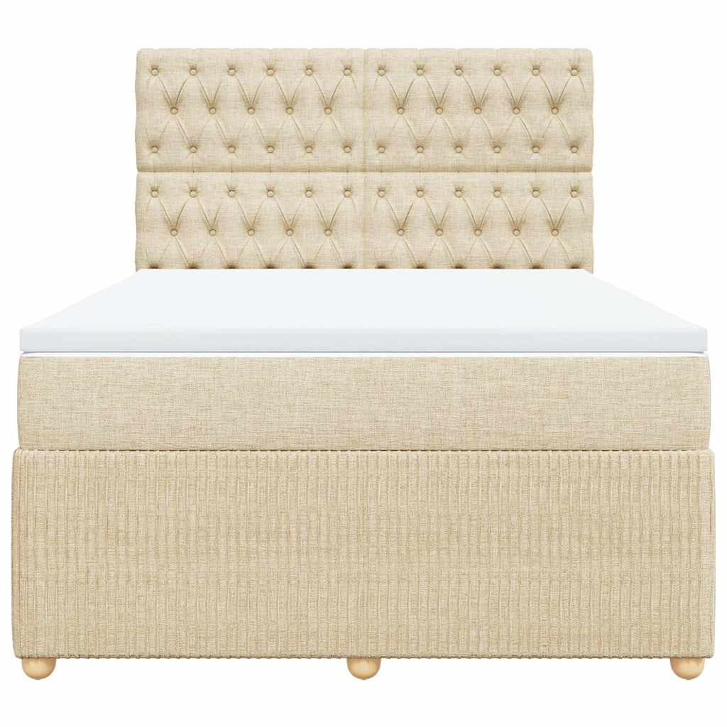 Κρεβάτι Boxspring με Στρώμα Κρεμ 140x200 εκ. Υφασμάτινο - Pakobazaar