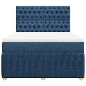 Κρεβάτι Boxspring με Στρώμα Μπλε 140x200 εκ. Υφασμάτινο - Pakobazaar
