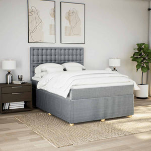 Κρεβάτι Boxspring με Στρώμα Ανοιχτό Γκρι 140x200 εκ. Υφασμάτινο - Pakobazaar