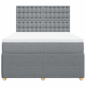 Κρεβάτι Boxspring με Στρώμα Ανοιχτό Γκρι 140x200 εκ. Υφασμάτινο - Pakobazaar
