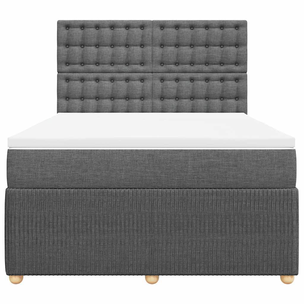 Κρεβάτι Boxspring με Στρώμα Σκούρο Γκρι 140x200 εκ Υφασμάτινο - Pakobazaar
