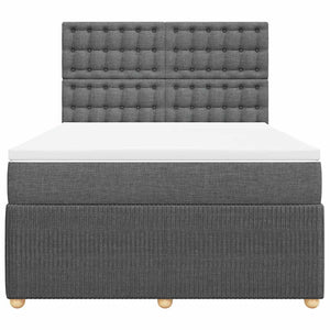 Κρεβάτι Boxspring με Στρώμα Σκούρο Γκρι 140x200 εκ Υφασμάτινο - Pakobazaar