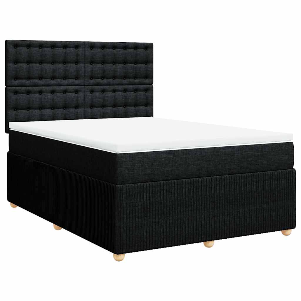 Κρεβάτι Boxspring με Στρώμα Μαύρο 140x200 εκ. Υφασμάτινο - Pakobazaar