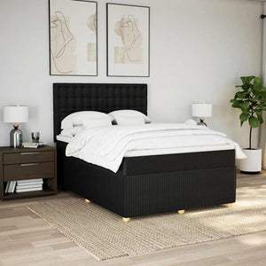 Κρεβάτι Boxspring με Στρώμα Μαύρο 140x200 εκ. Υφασμάτινο - Pakobazaar