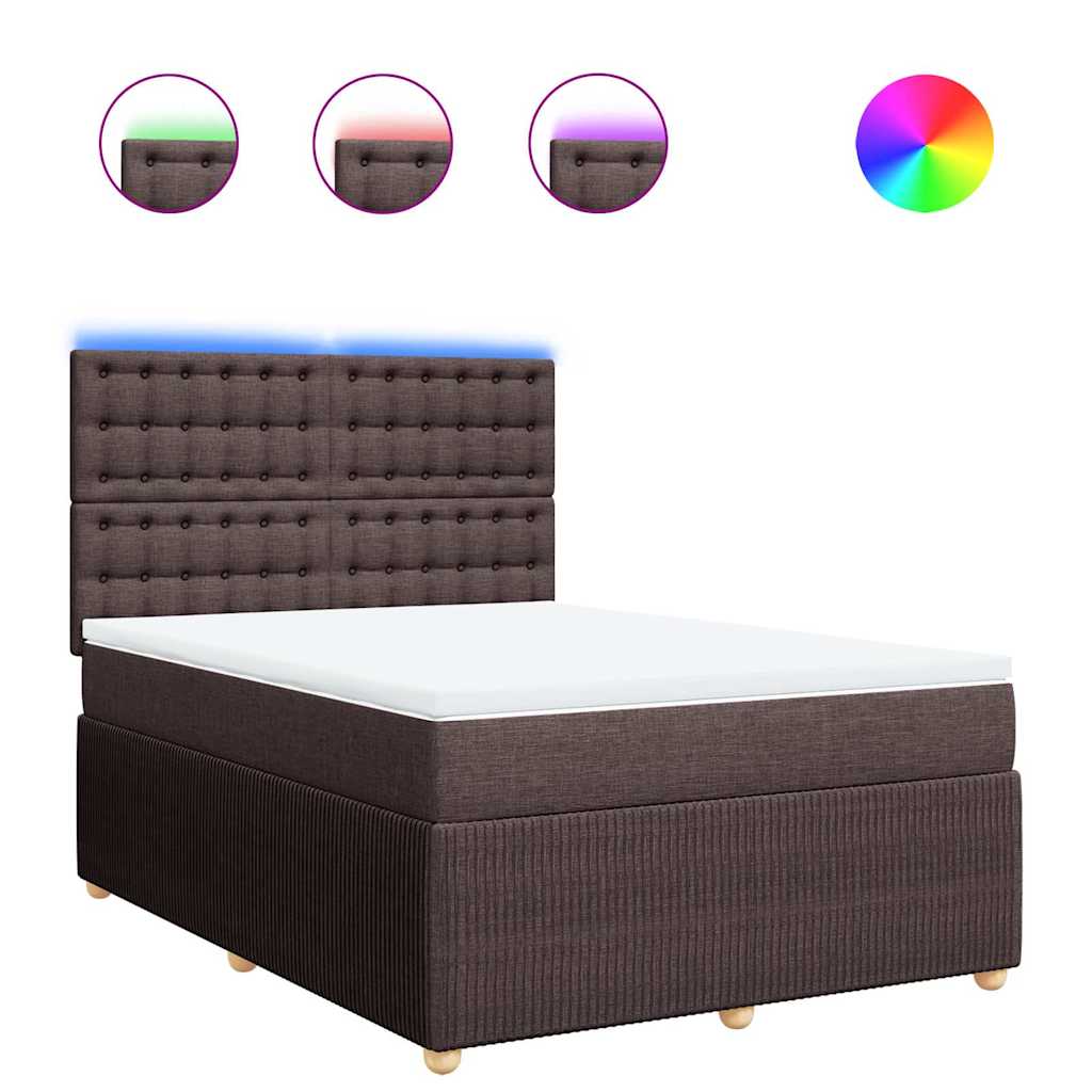 Κρεβάτι Boxspring με Στρώμα Σκούρο Καφέ 140x200 εκ Υφασμάτινο - Pakobazaar