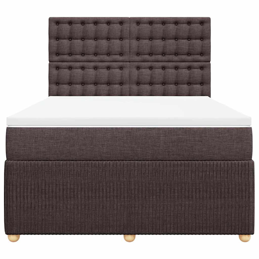 Κρεβάτι Boxspring με Στρώμα Σκούρο Καφέ 140x200 εκ Υφασμάτινο - Pakobazaar