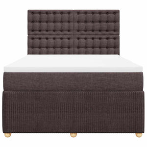 Κρεβάτι Boxspring με Στρώμα Σκούρο Καφέ 140x200 εκ Υφασμάτινο - Pakobazaar