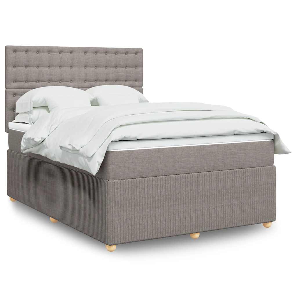 Κρεβάτι Boxspring με Στρώμα Taupe 140x200 εκ. Υφασμάτινο - Pakobazaar