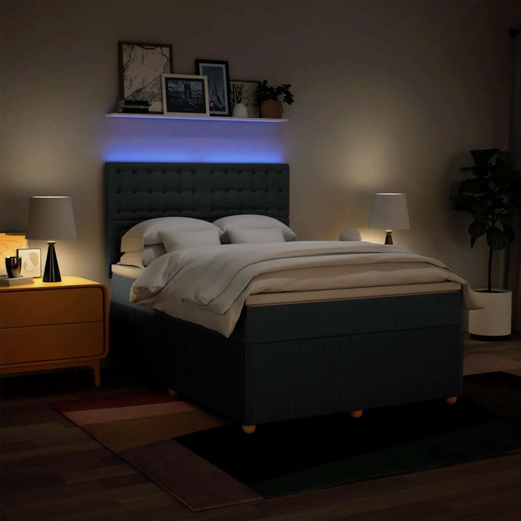 Κρεβάτι Boxspring με Στρώμα Μπλε 140x200 εκ. Υφασμάτινο - Pakobazaar