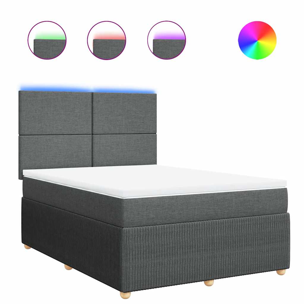 Κρεβάτι Boxspring με Στρώμα Σκούρο Γκρι 160x200 εκ Υφασμάτινο - Pakobazaar