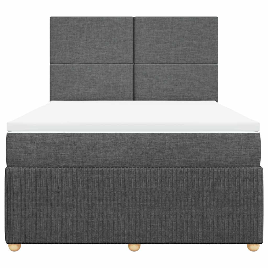Κρεβάτι Boxspring με Στρώμα Σκούρο Γκρι 160x200 εκ Υφασμάτινο - Pakobazaar