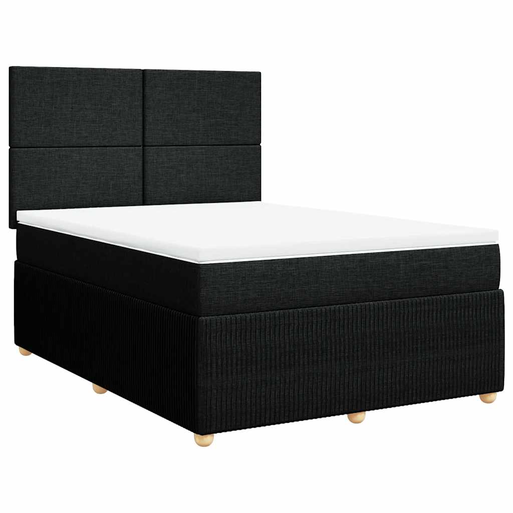 Κρεβάτι Boxspring με Στρώμα Μαύρο 160x200 εκ. Υφασμάτινο - Pakobazaar