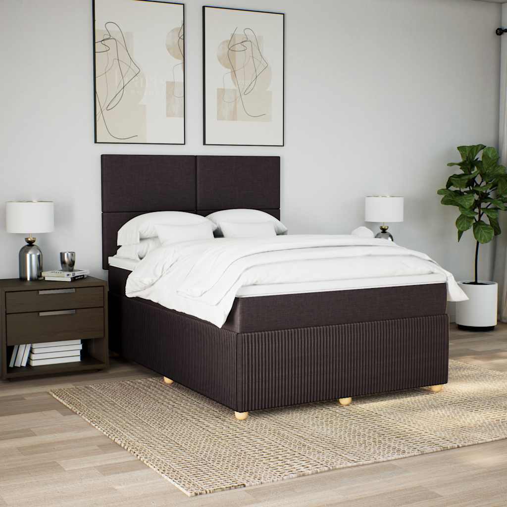 Κρεβάτι Boxspring με Στρώμα Σκούρο Καφέ 160x200 εκ Υφασμάτινο - Pakobazaar
