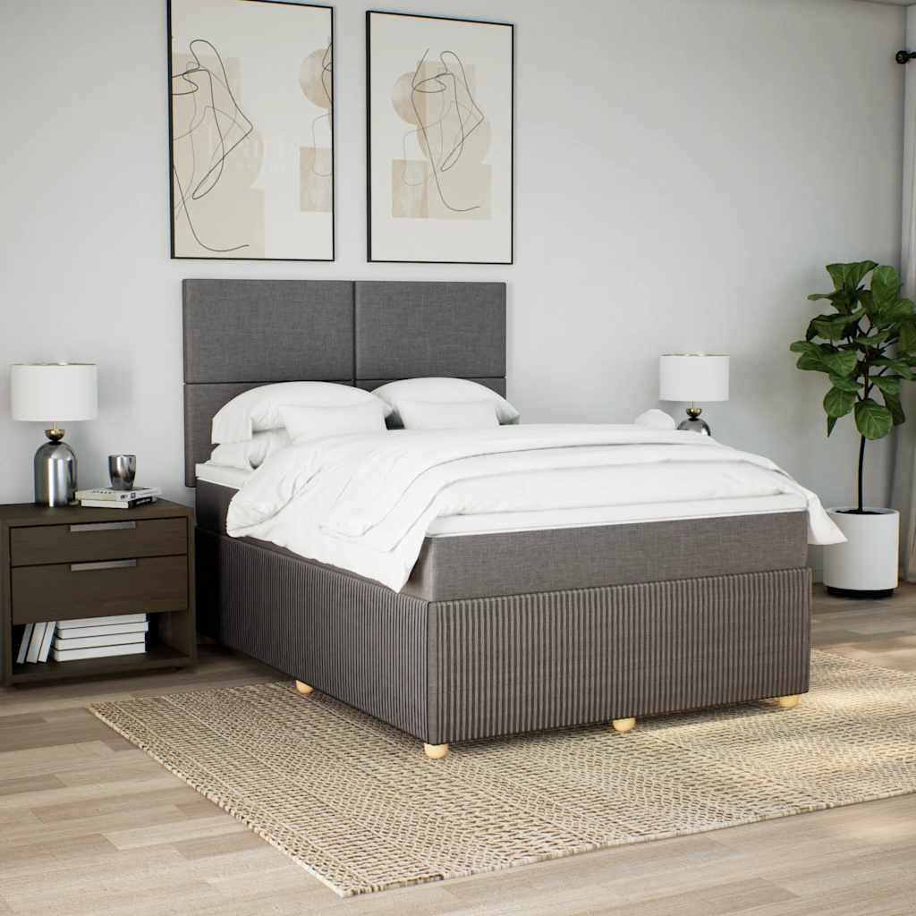 Κρεβάτι Boxspring με Στρώμα Taupe 160x200 εκ. Υφασμάτινο - Pakobazaar
