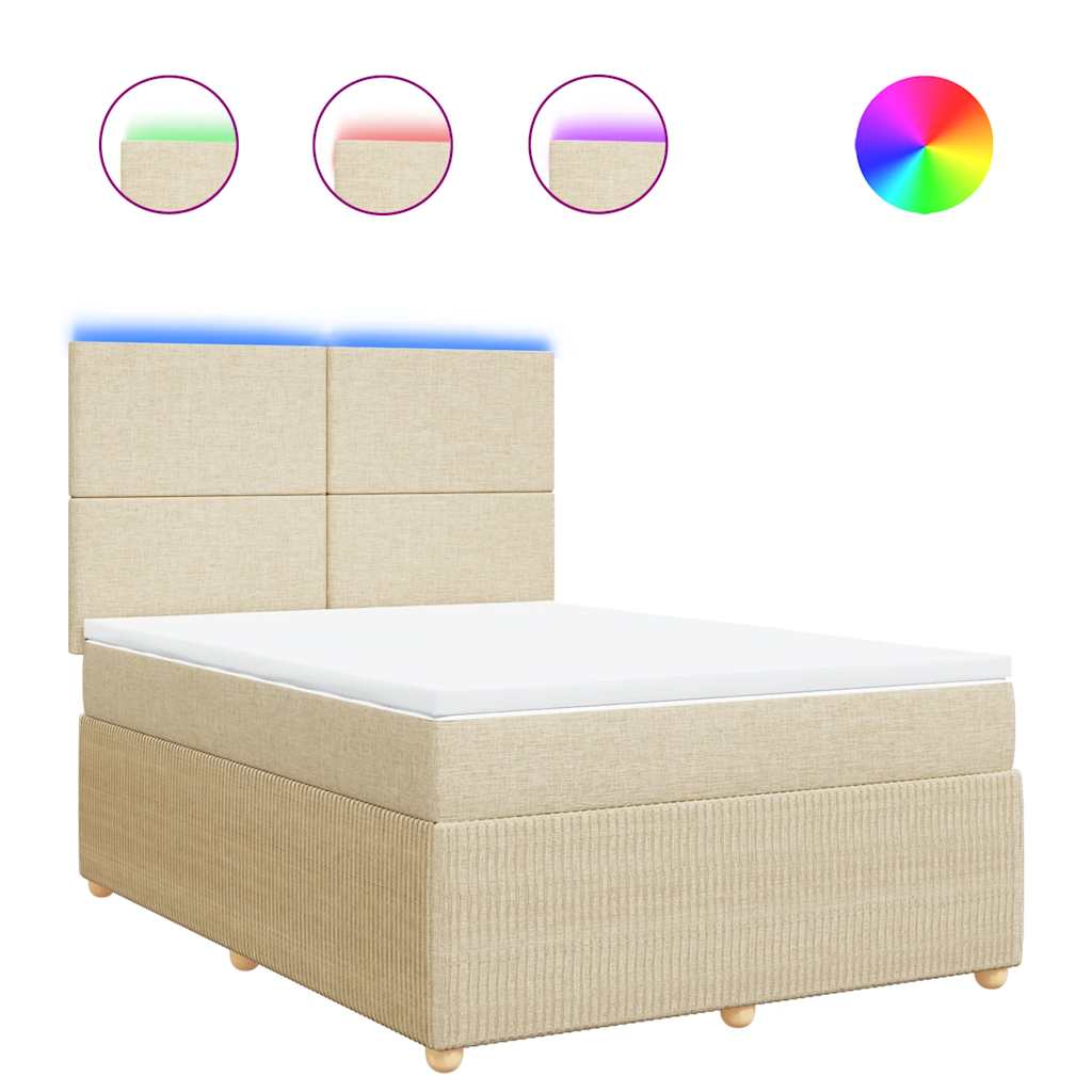 Κρεβάτι Boxspring με Στρώμα Κρεμ 160x200 εκ. Υφασμάτινο - Pakobazaar