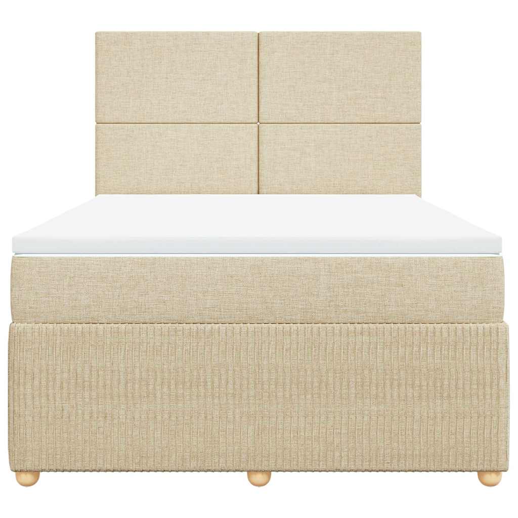 Κρεβάτι Boxspring με Στρώμα Κρεμ 160x200 εκ. Υφασμάτινο - Pakobazaar